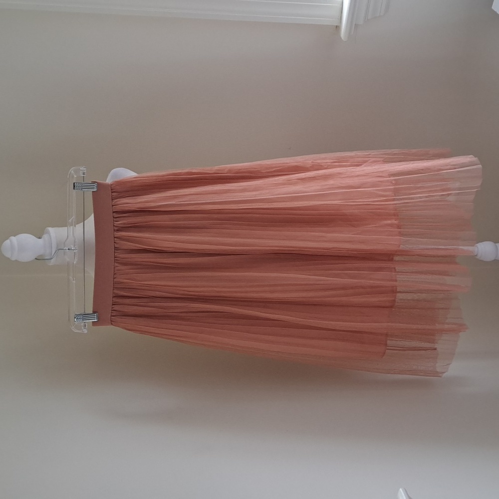 Zara Trafaluc Womens Pleated Chiffon Style Lined Midi Skirt Elastic Waist Size M